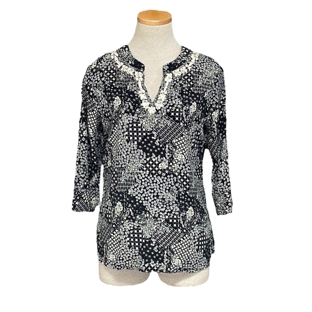 Magnolia Grace Stitch Fix Top Blouse Black White Small